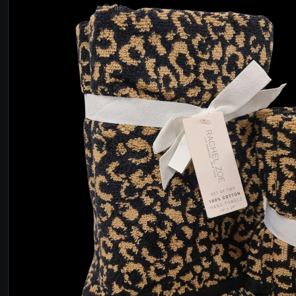 8pc Rachel Zoe Leopard Cheetah Animal Print Bath Hand Washcloth Towel Set New